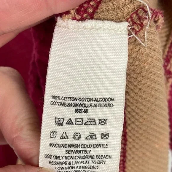 Free People Diamond Dozen Thermal Long Sleeve Top Colorblock Pink Cream Size XS - Picture 6 of 10